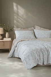 Minimal Çift Kişilik Lastikli Çarşaflı Nevresim Takımı Loom Bej