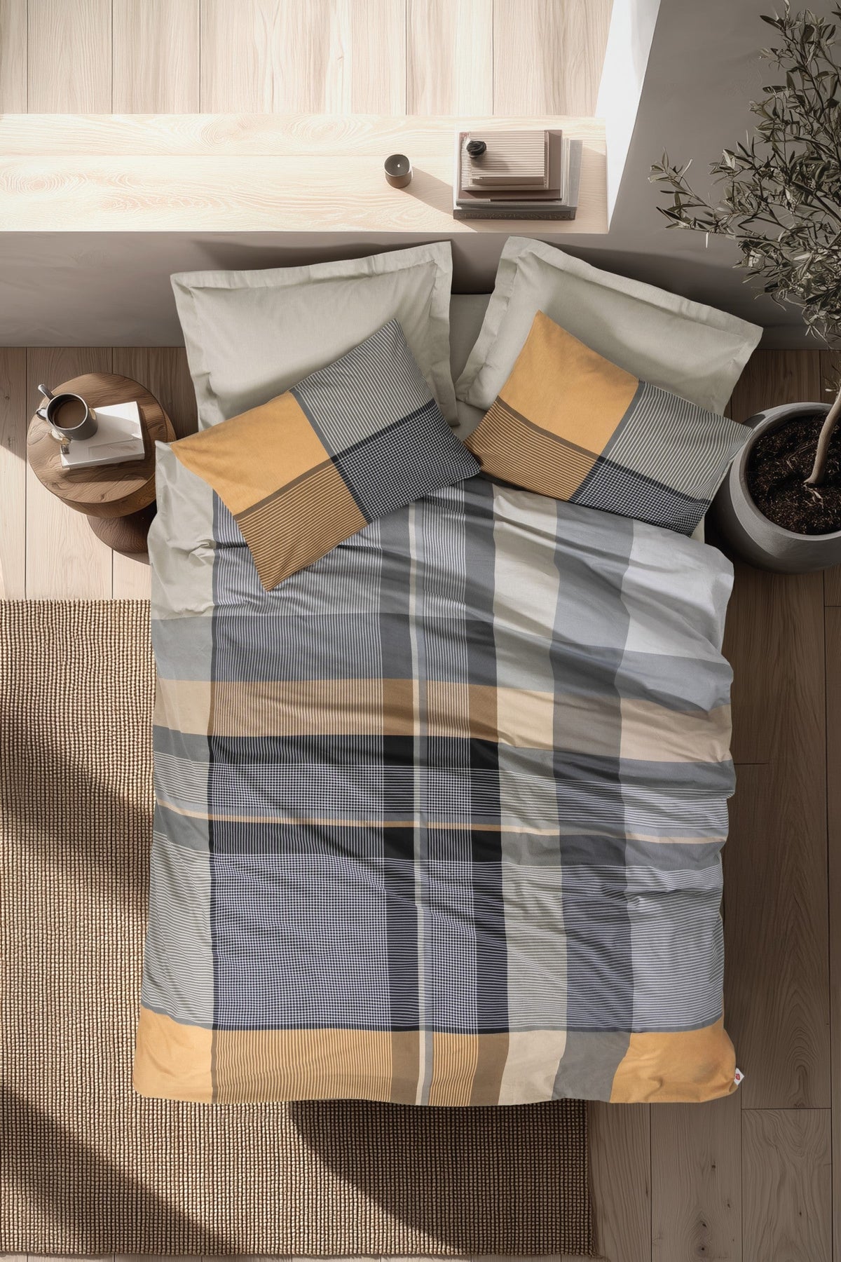 Nordek Ranforce Double Duvet Cover Set with Fitted Sheet Torvi Beige