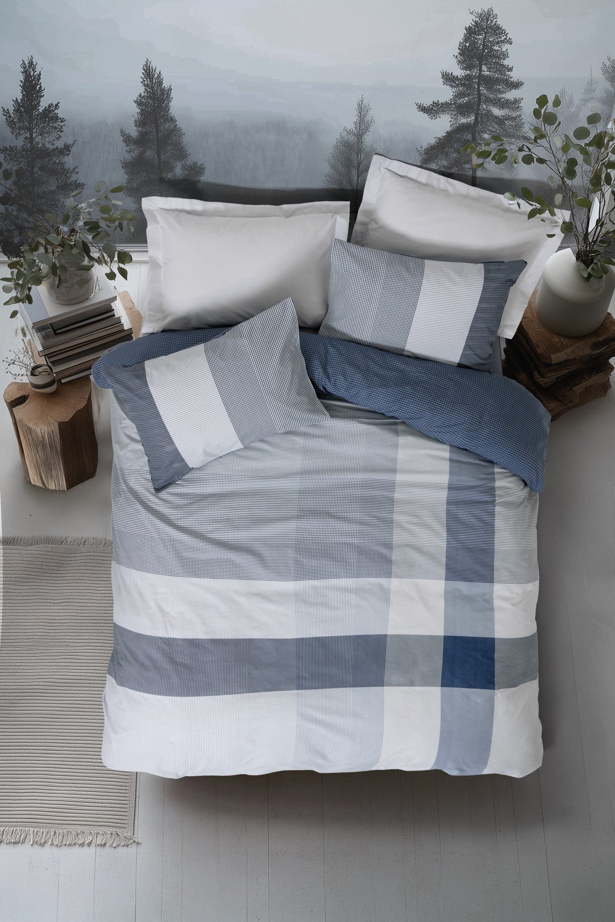 Nordek Ranforce Single Fitted Sheet Duvet Cover Set Liva Grey