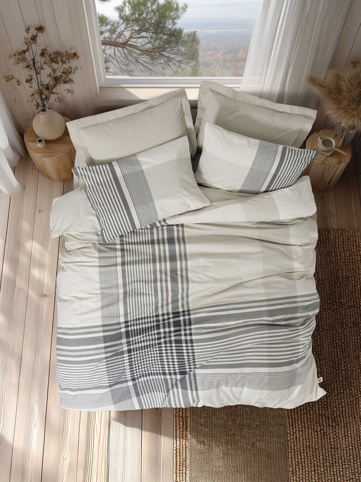 Nordek Ranforce Single Fitted Sheet Duvet Cover Set Soren Beige