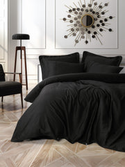 Silky Saten King Size Nevresim Takımı Siyah