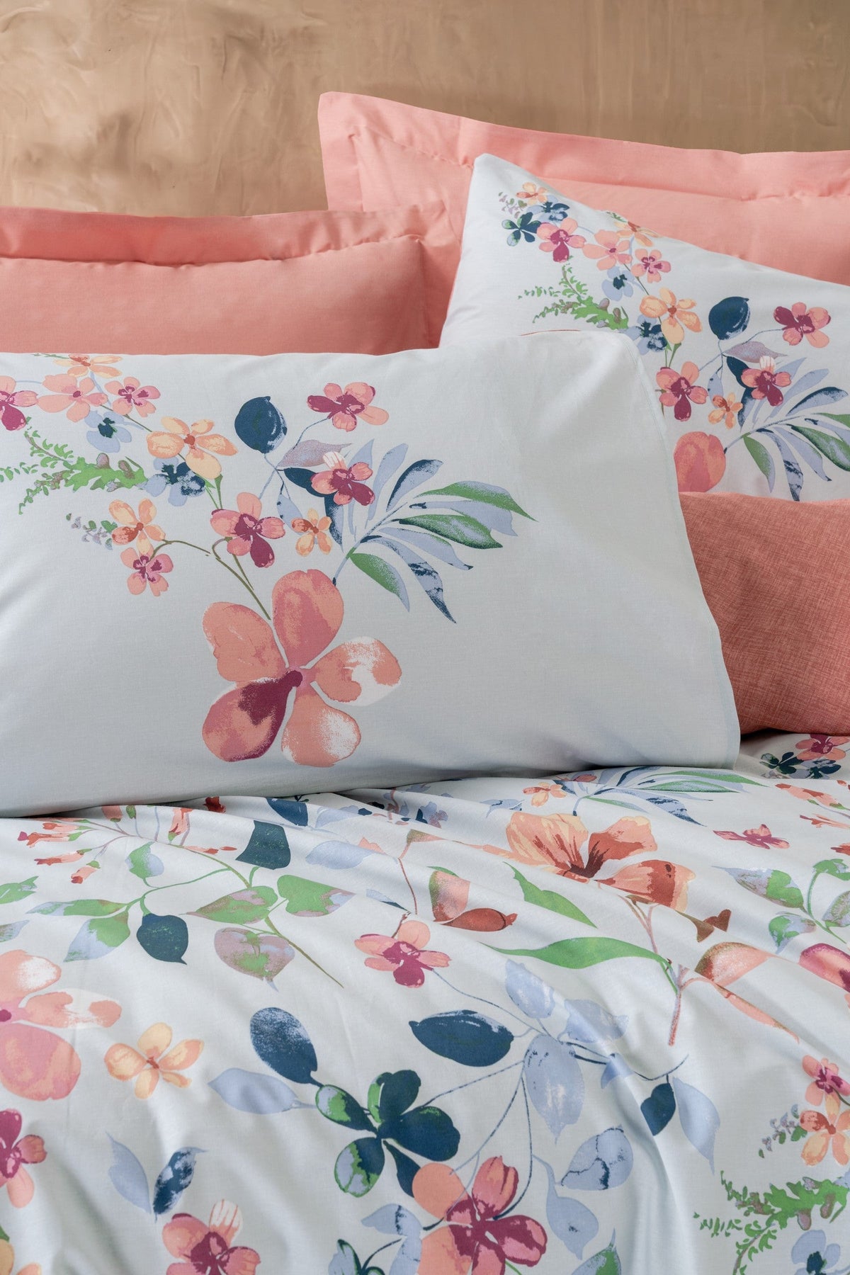 Single Duvet Cover Set Bluebell Salmon