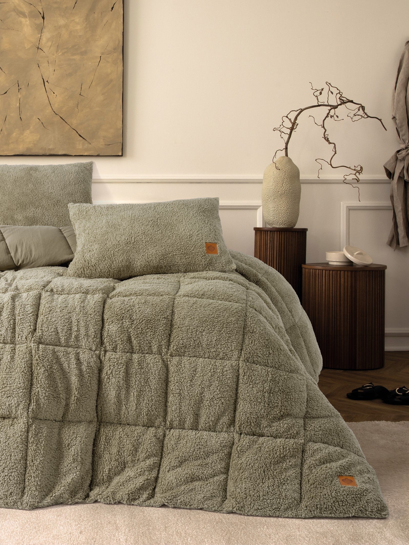 Single Plush Quilt Set Stone 155x215 cm – Cotton Box