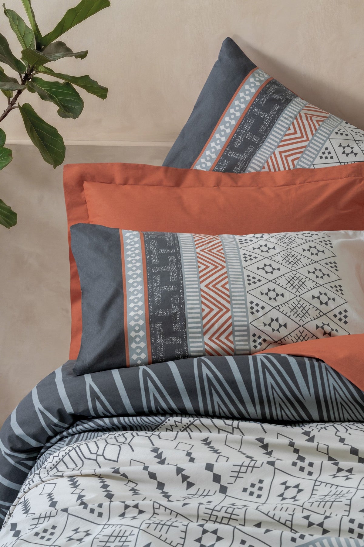 Toprak Single Duvet Cover Set Strata Cinnamon