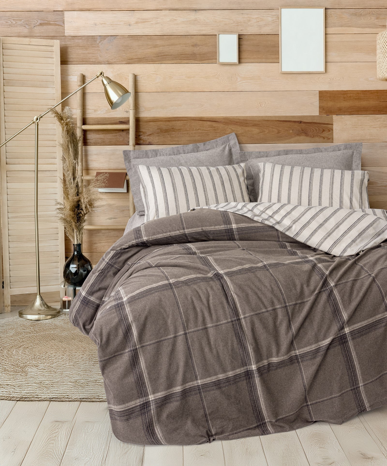 Warm Flanel Çift Kişilik Nevresim Takımı Caldo Kahve