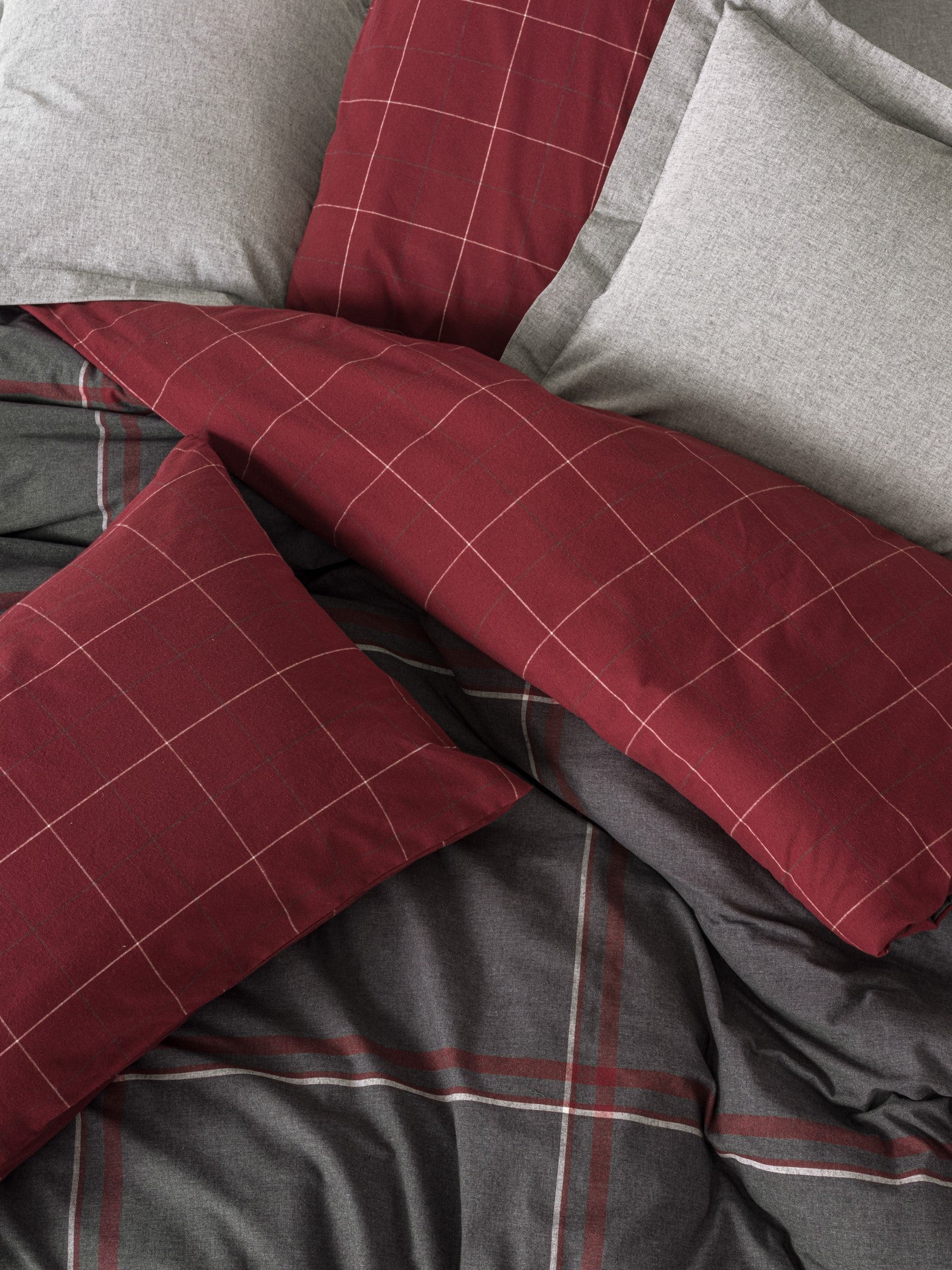 Warm Flanel Çift Kişilik Nevresim Takımı Sento Gri