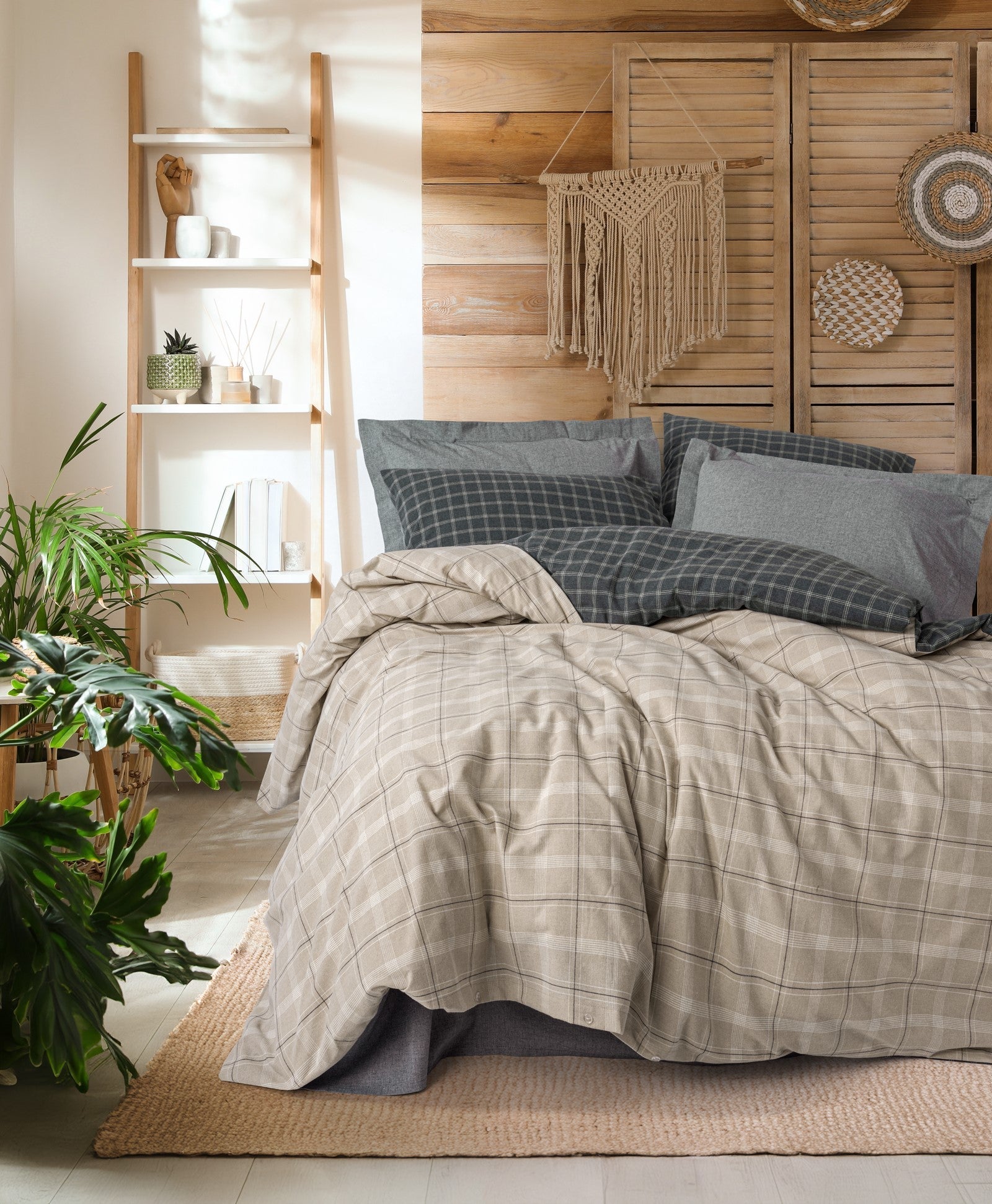 Warm Flanel Çift Kişilik Nevresim Takımı Siiras Gri