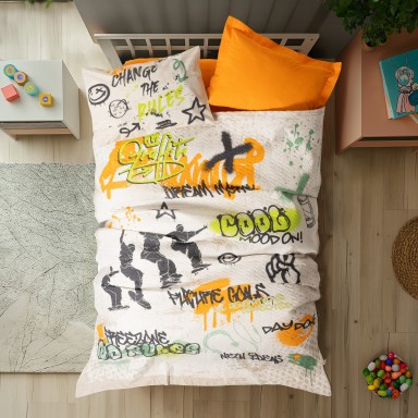 Genç Odası Tek Kişilik Complete Set Graffiti Oranj